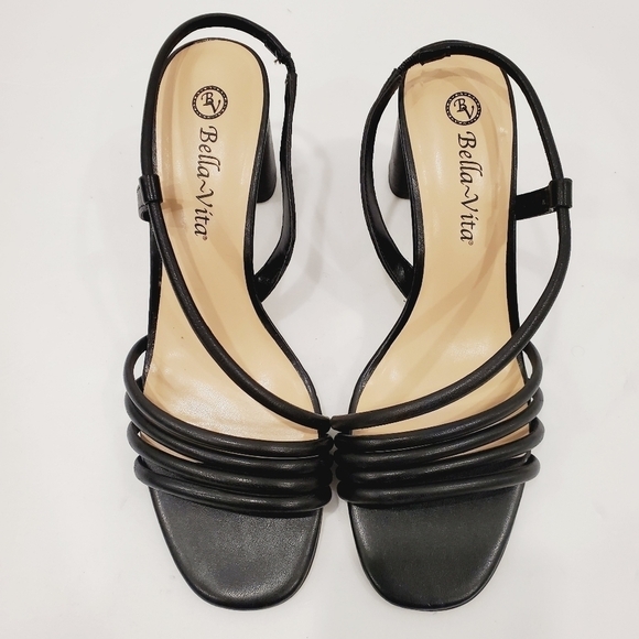 Bella Vita Womens Zariah Leather Slingback Ankle Dress  NEW Bella Vita Zariah Strappy Slingback Sandal Black